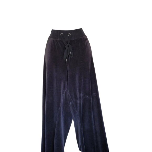 Merona Womens Track Suit 2pc Size 28W Black Velour Polyester Tie Pants Hood - Picture 4 of 16